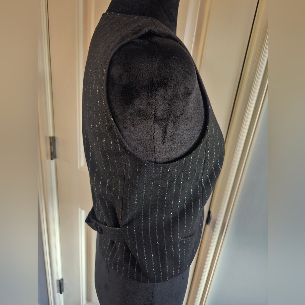 Mave Metallic Striped Vest Blk Slvr XS Excellent Condition Anthropologie - Picture 5 of 11
